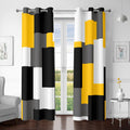 Yellow 100% Blackout Curtains 42Wx72L - Patterned Room Darkening