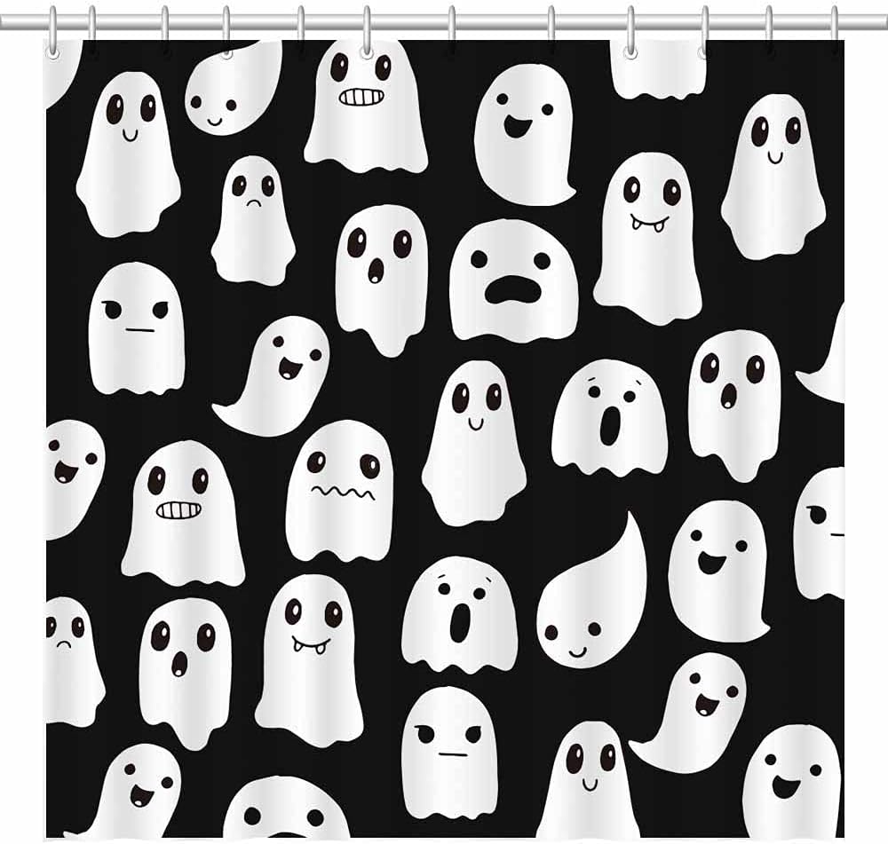 Spooky Cute Halloween Ghost Shower Curtain by SHENGJUN