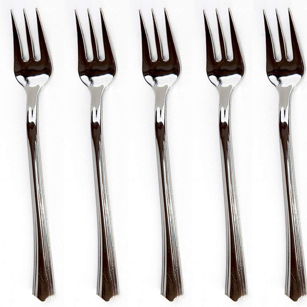 200 Mini Silver Tasting Forks - Premium Party Petite Prong Forks
