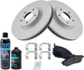 TRQ Front Premium Ceramic Brake Pad & Coated Rotor Kit - Smooth Stop