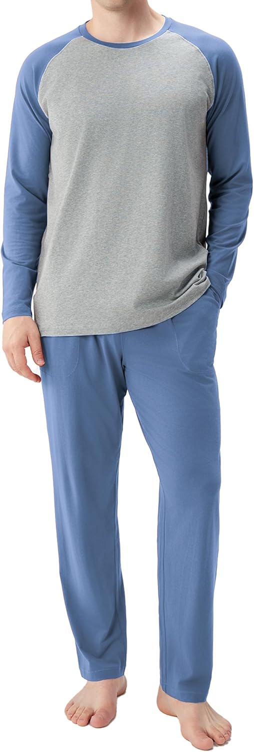 DAVID ARCHY Mens Pajamas Set - Soft Cotton Pj Sets for Men