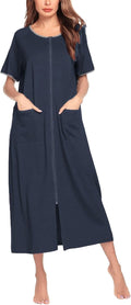 Ekouaer Women Robe Zipper Front Short Sleeve Full Length Housecoat can