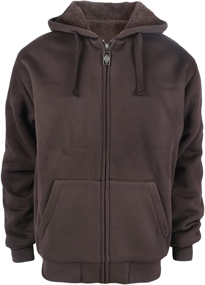 Heavyweight Sherpa Hoodies for Men - Warm Full Zip Sweatshirts