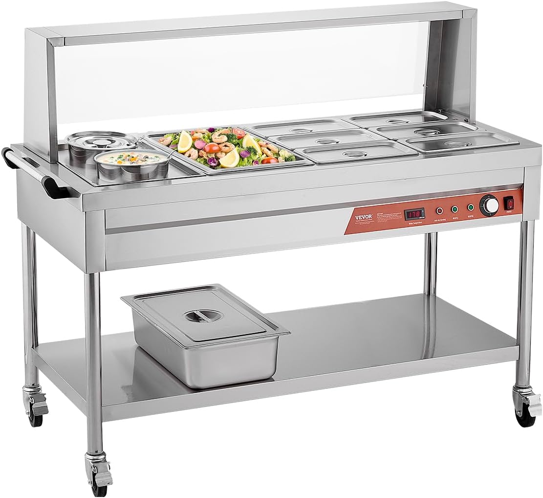 VEVOR Commercial Food Warmer with 7 Pans and 2 Pots for Catering