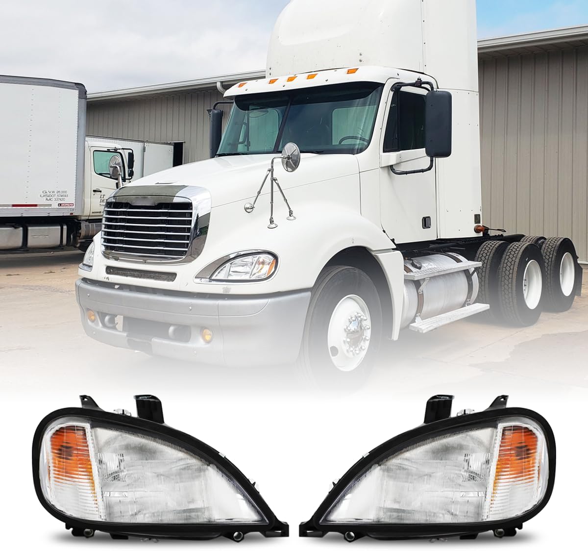 Freightliner Headlights for Columbia 2004-2017, DOT Approved Pair