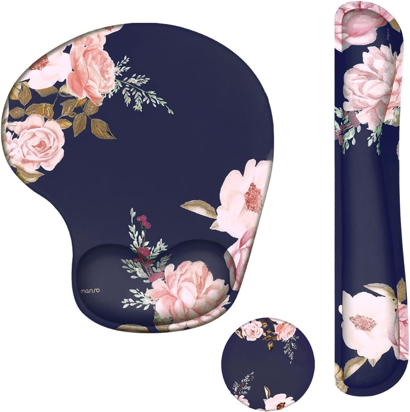 MOSISO Ergonomic Peony Wrist Rest Set, Pain Relief