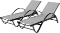 Patio Chaise Lounge Set of 2 - Adjustable Pool Loungers for Sunbathing