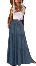HAEOF Women's Summer Boho Maxi Skirt with Pockets and Ruffles