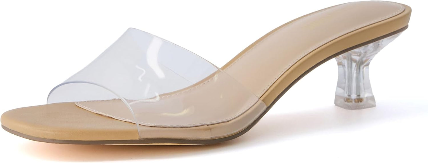 CUSHIONAIRE Women's Doral Lucite Kitten Heel Mule Sandals