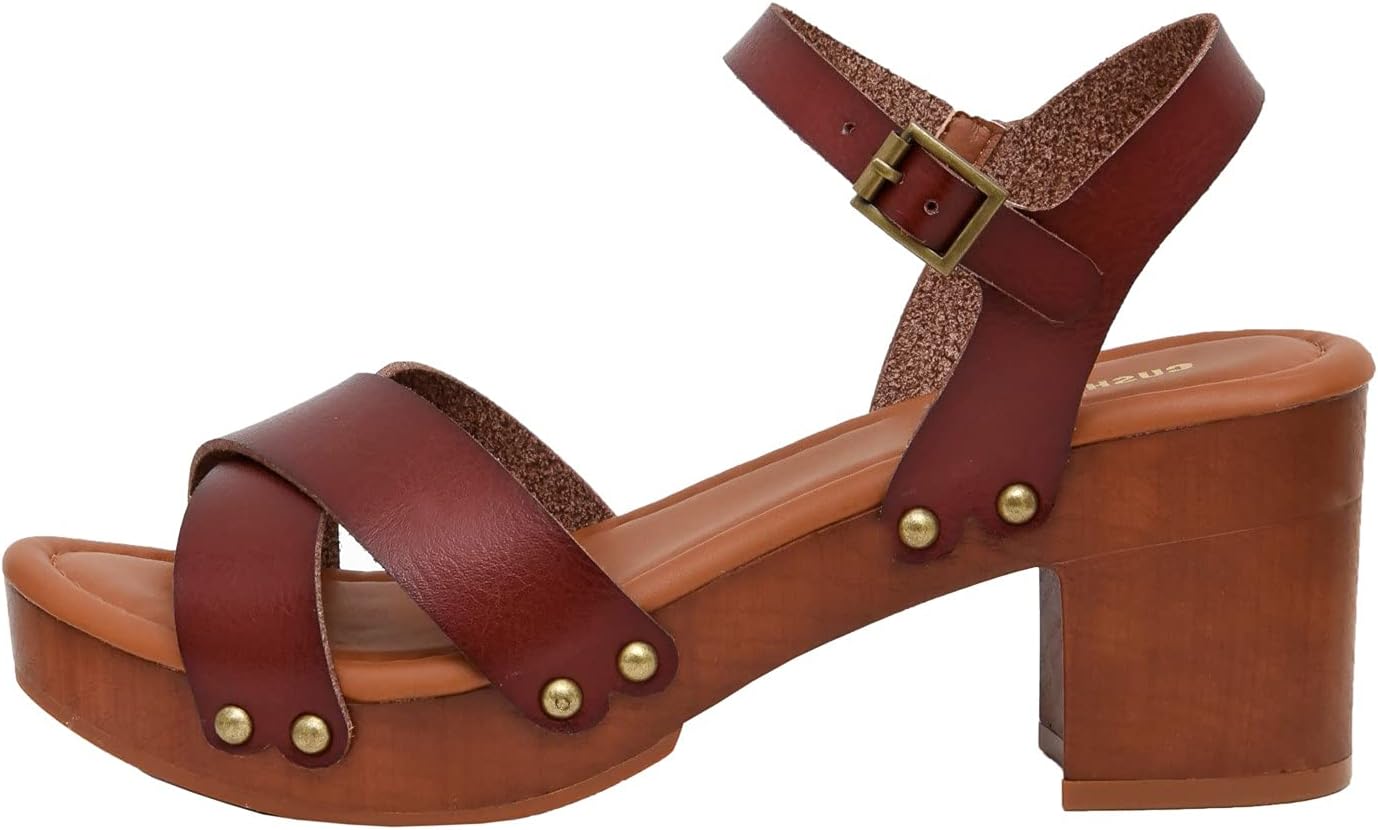 CUSHIONAIRE Women's Slate Faux Wood Sandal with Memory Foam