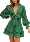 Casual Deep V Neck Mini Dress for Women by Dokotoo for Fall Fashion