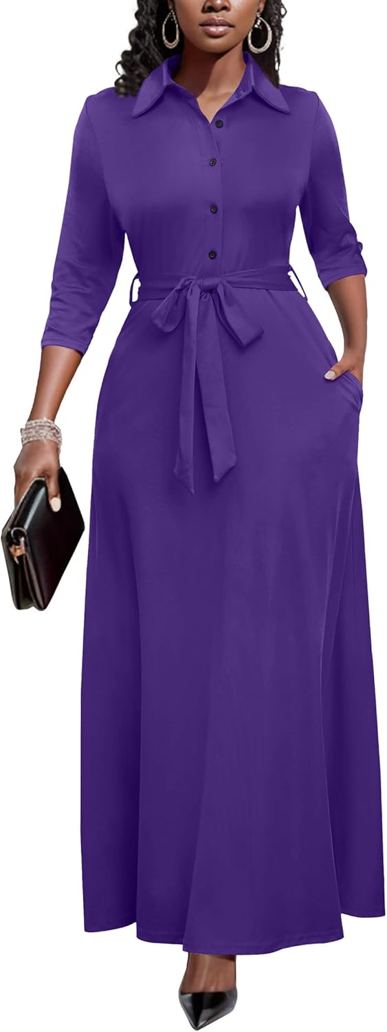Runwind Women Church Maxi Dresses for Casual Office Wear
