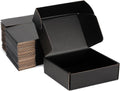Small Shipping Boxes 10x10x3 in (25 Pack) - Sturdy Black Corrugated