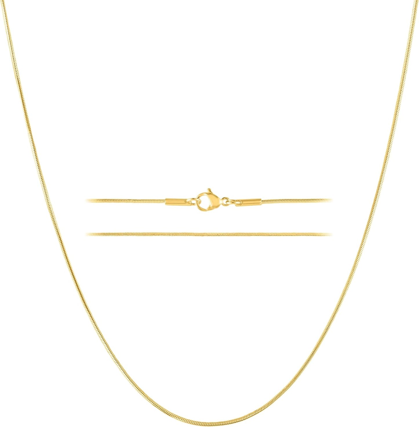 KISPER 24k Gold Snake Chain Necklace for Elegant Style