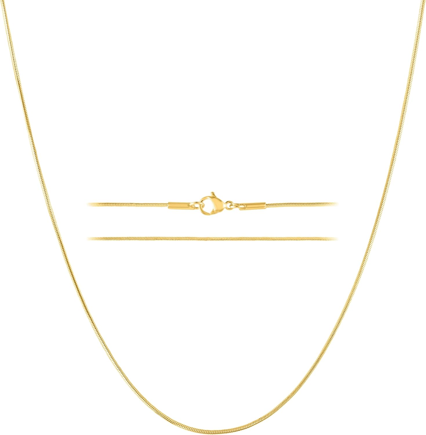 KISPER 24k Gold Snake Chain Necklace for Elegant Style