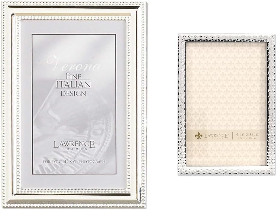 4x6 Metal Picture Frame with Delicate Beading and Hammer Effect