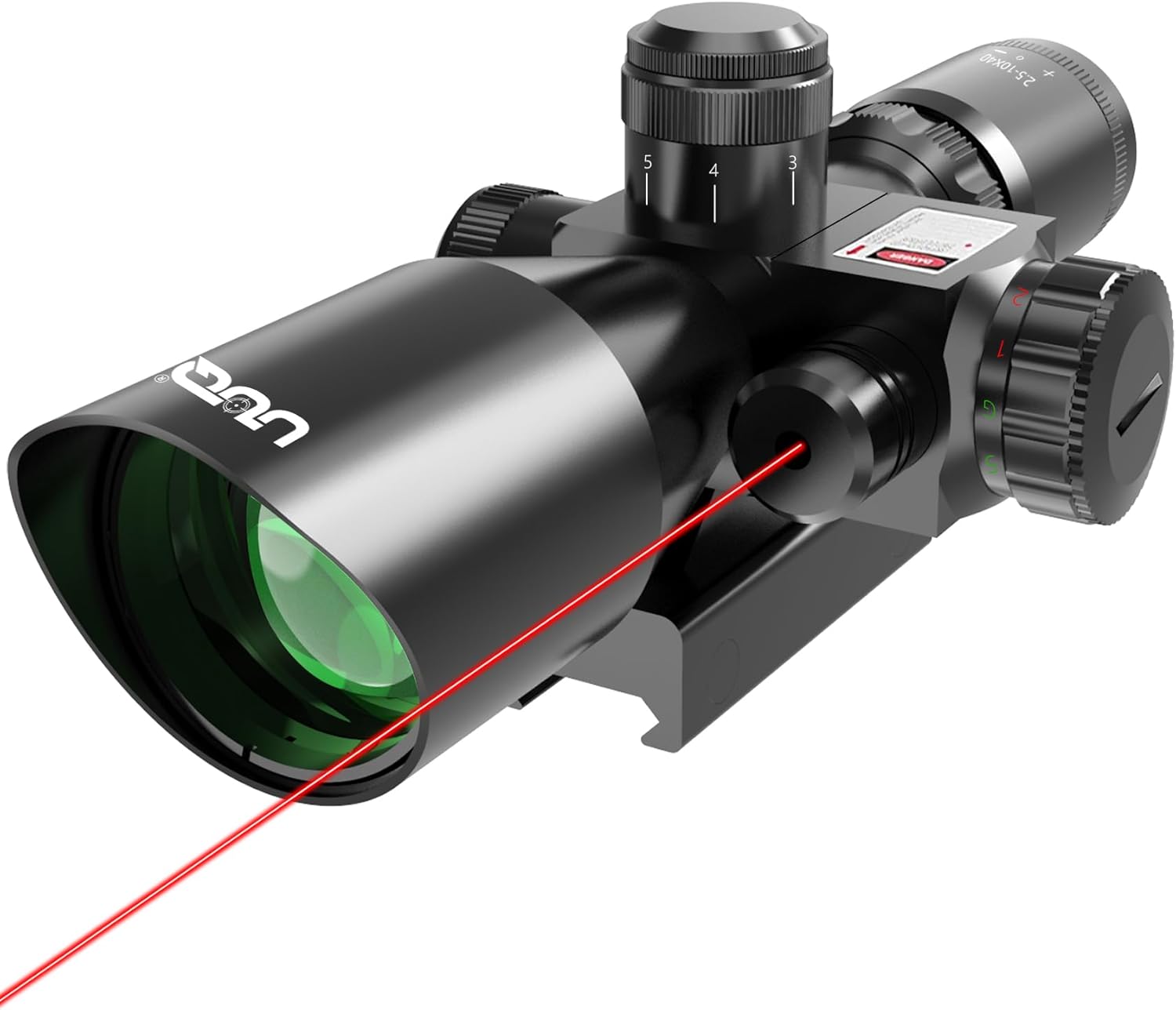 UUQ 2.5-10x40 Tactical Rifle Scope with Red/Green Laser Combo