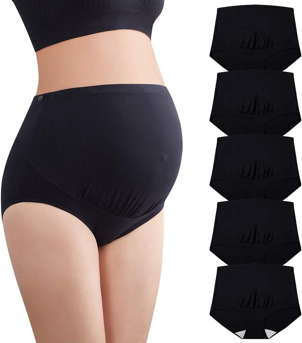 Mama Cotton Women's Over The Bump Maternity Panties for Comfort