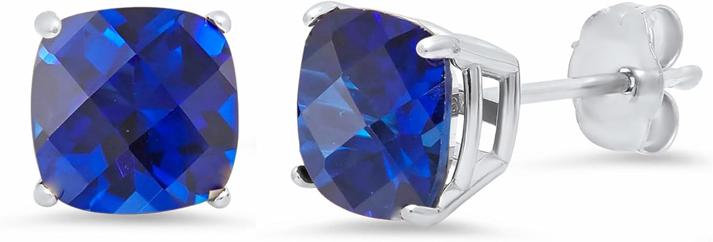 14k White or Yellow Gold Cushion-Cut December Birthstone Earrings