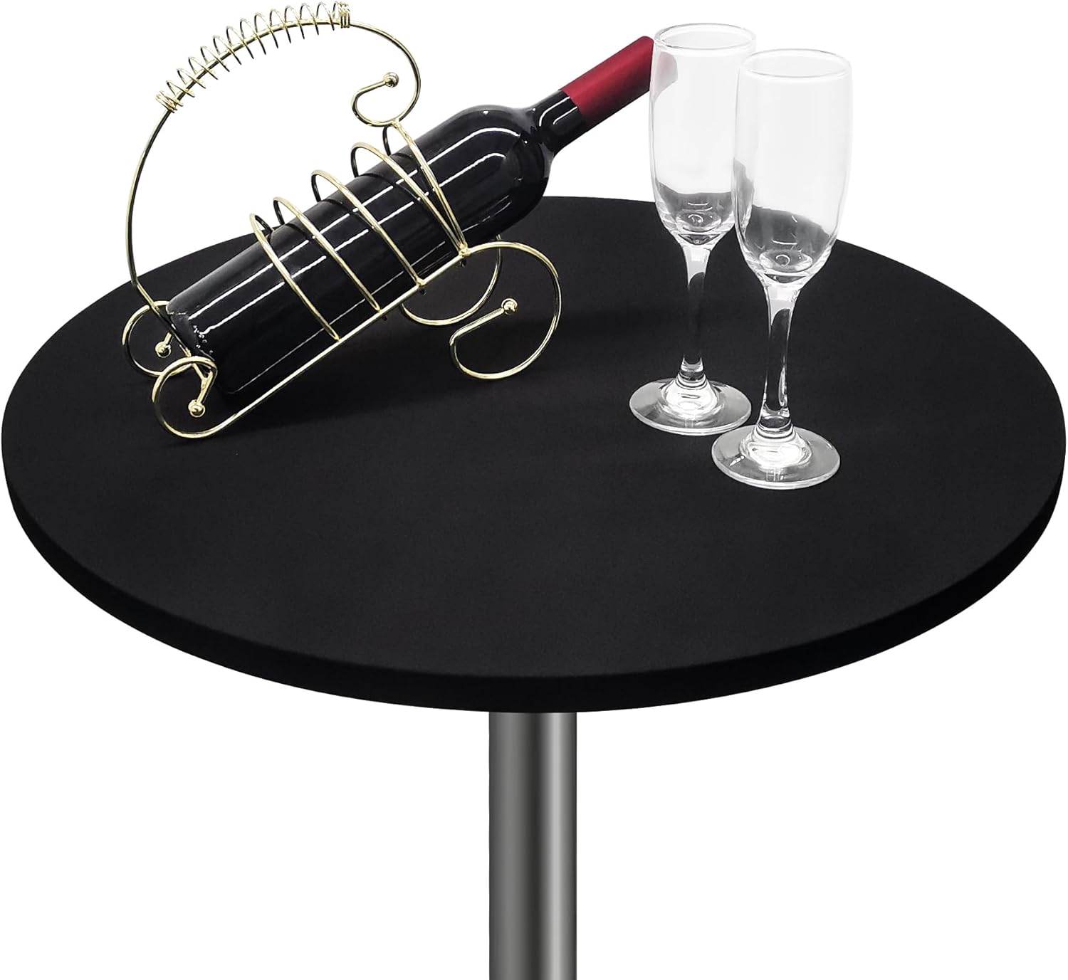 Nacuci Black Spandex Table Cover 24 - Stretchy Elegance for Bar Parties