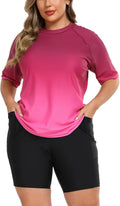 Halcurt Women's Plus Rash Guard Two Piece Swim Shirt and Shorts