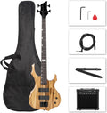 Electric Bass Guitar Full Size Flame Design Bass Set - Starter Kit