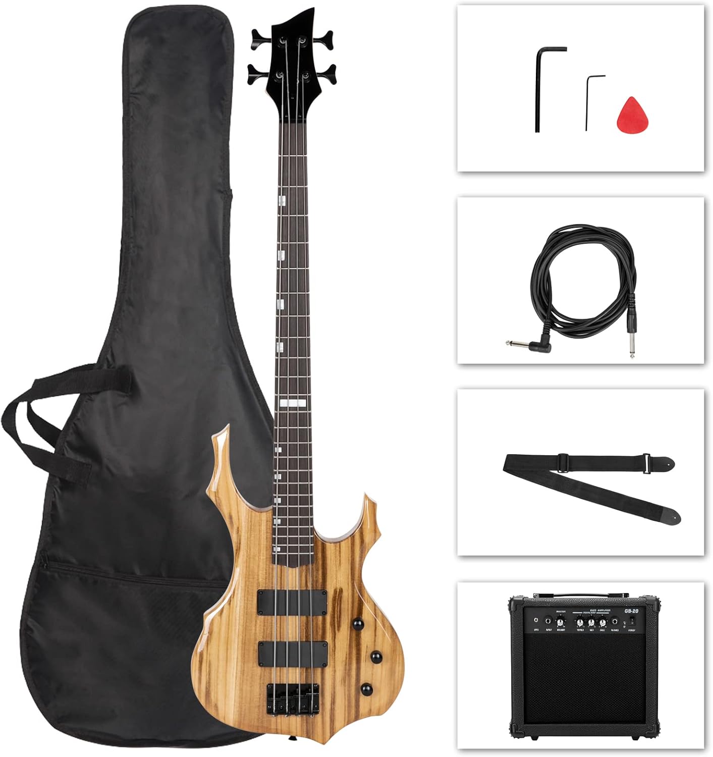Ktaxon Electric Bass Guitar Full Size Flame Design Set Review