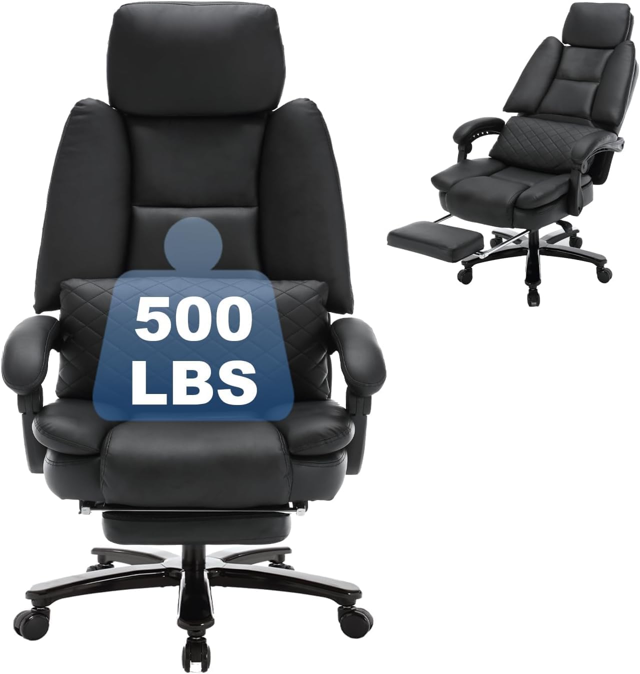 Comermax Luxury Reclining Office Chair - Lumbar Support & Footrest