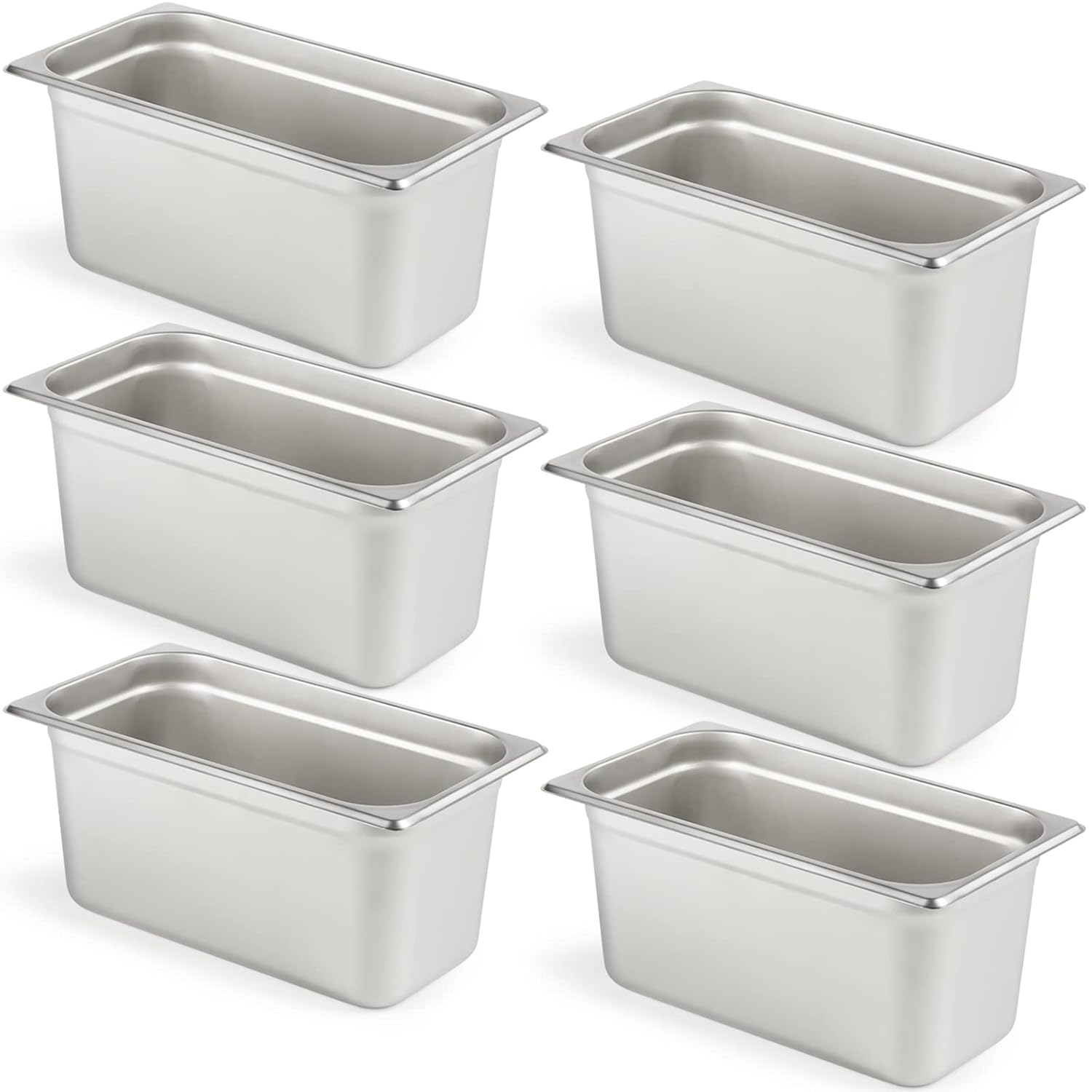 CURTA 6 Pack Anti-Jam Hotel Pans for Food Storage and Serving