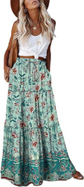 EARKOHA Womens High Waist Tie Paisley Maxi Skirt - Flowy (Style BSRF)