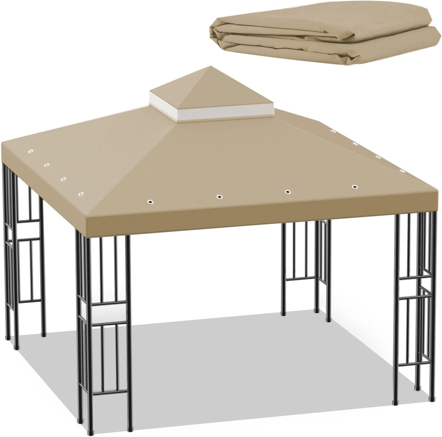 Sumfaller 10x10 FT Gazebo Replacement Canopy Top Cover for BBQ