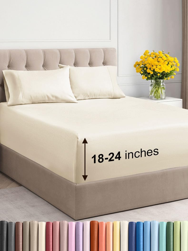 Extra Deep Twin XL Sheet Set - Breathable and Cooling Sheets