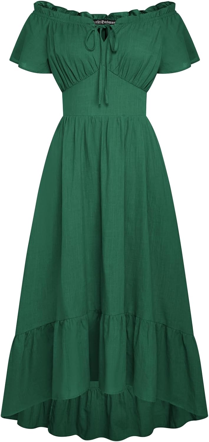 Scarlet Darkness Renaissance Dress for Women Off Shoulder Flowy