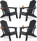 Folding Adirondack Chair Set of 4 - All Weather Foldable Patio Chairs