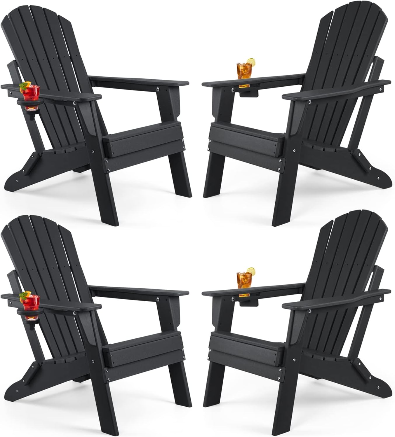 FUNBERRY Folding Adirondack Chair Set of 4 for Outdoor Relaxation