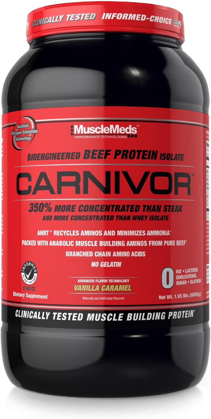 MuscleMeds Carnivor Beef Protein, Vanilla Caramel Flavor, 1.95 lb