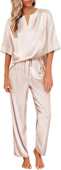 Ekouaer Satin Pajama Set Womens Silk Short Sleeve V Neck - Soft design