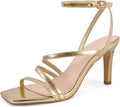 Strappy Heels for Women - Gold Ankle Strap High Heels Comfortable