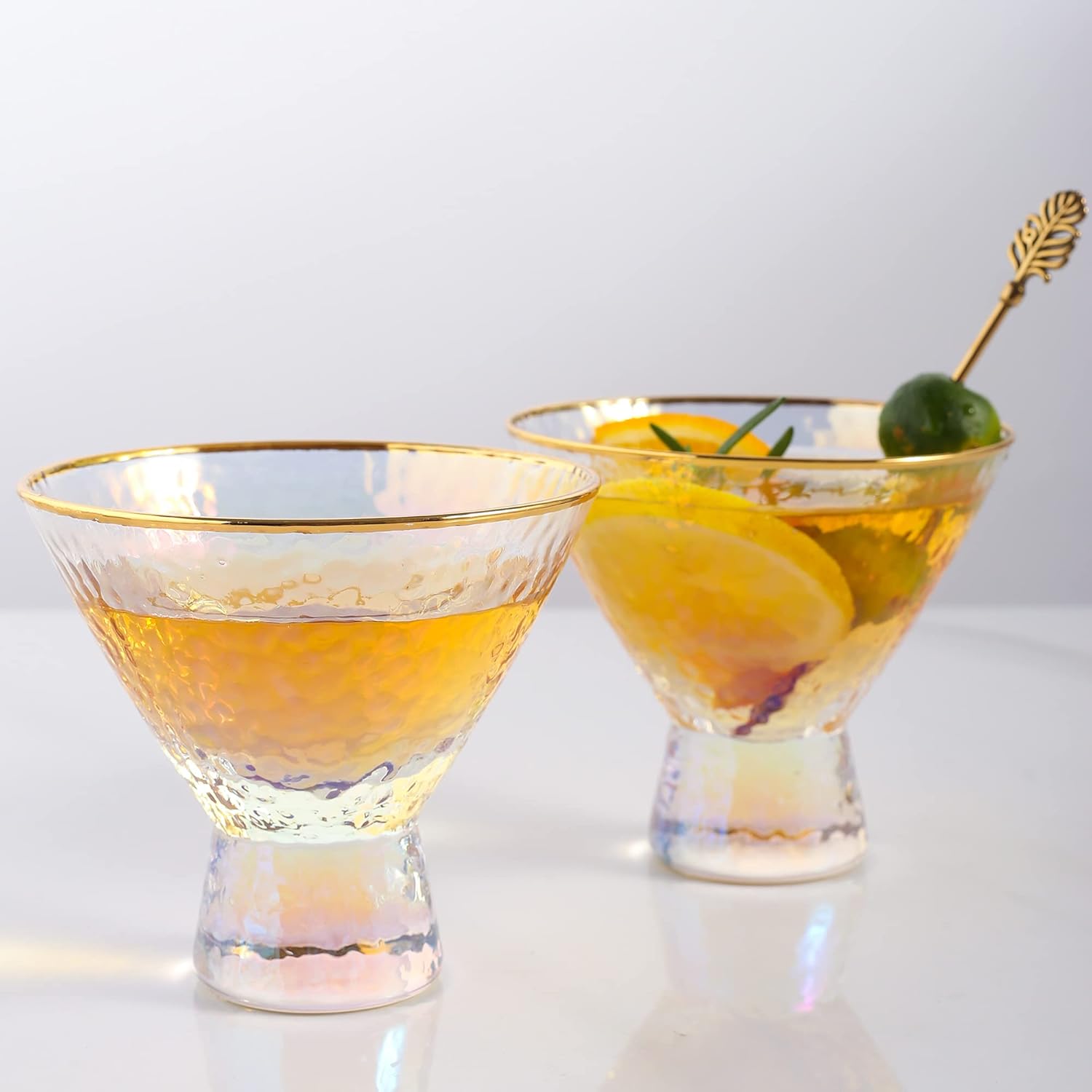 Iridescent Stemless Martini Glasses - Elegant Entertaining