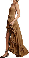 Womens Cotton Rayon Summer Boho Backless Long Dress - Flowy