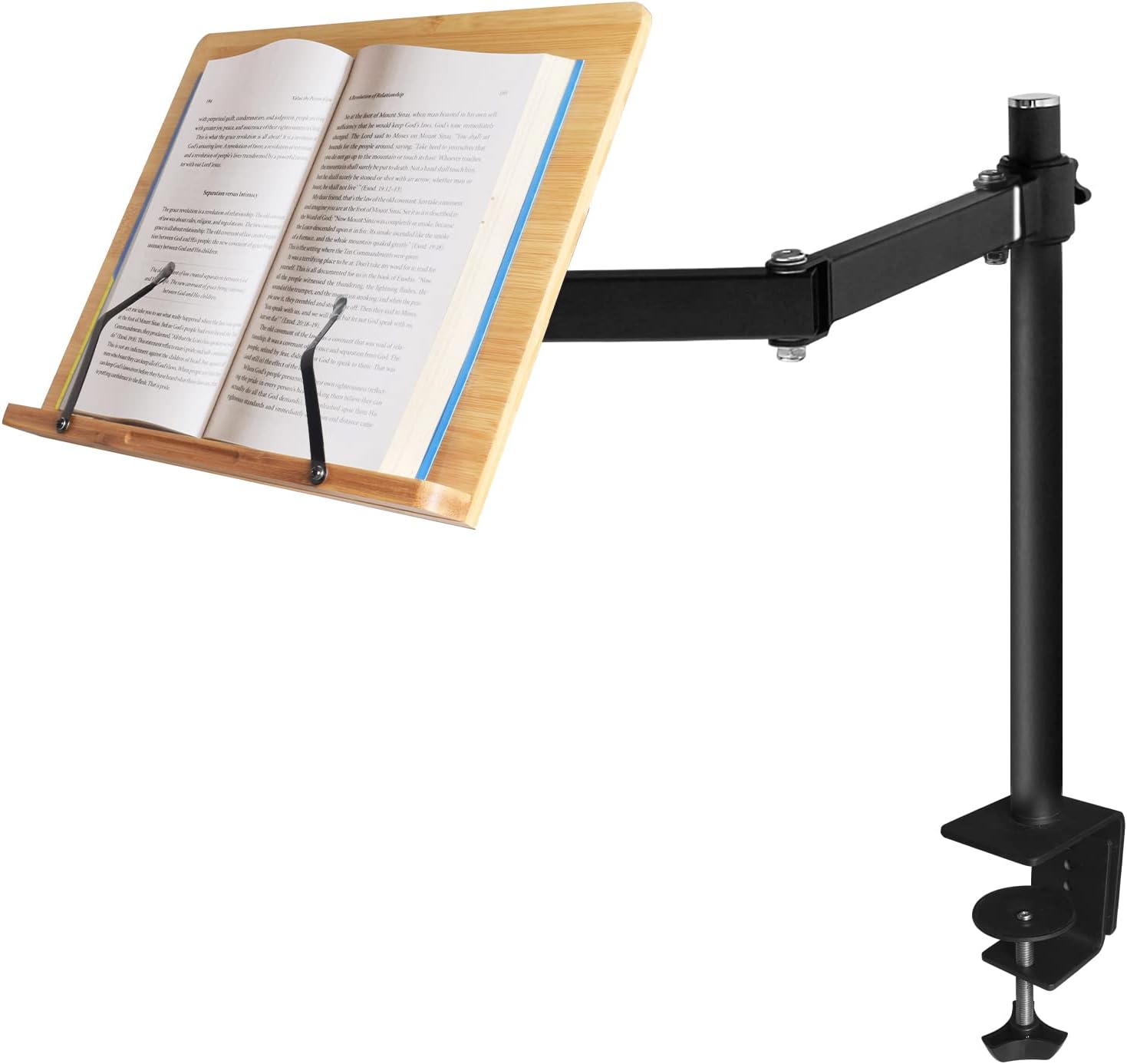 Wishacc Book Stand with Clamp for Hands-Free Reading Comfort