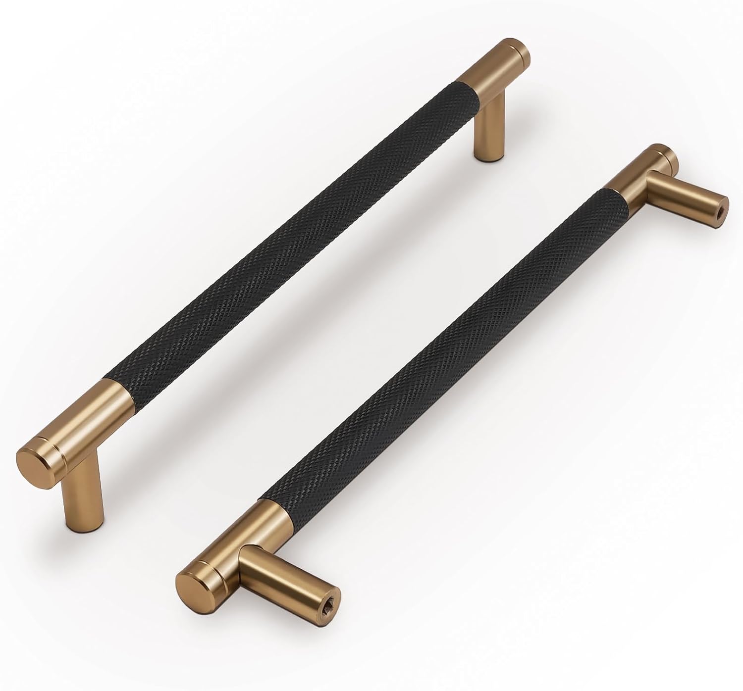 Knurled Cabinet Handles 7.5 Inch Matte Black & Champagne Bronze