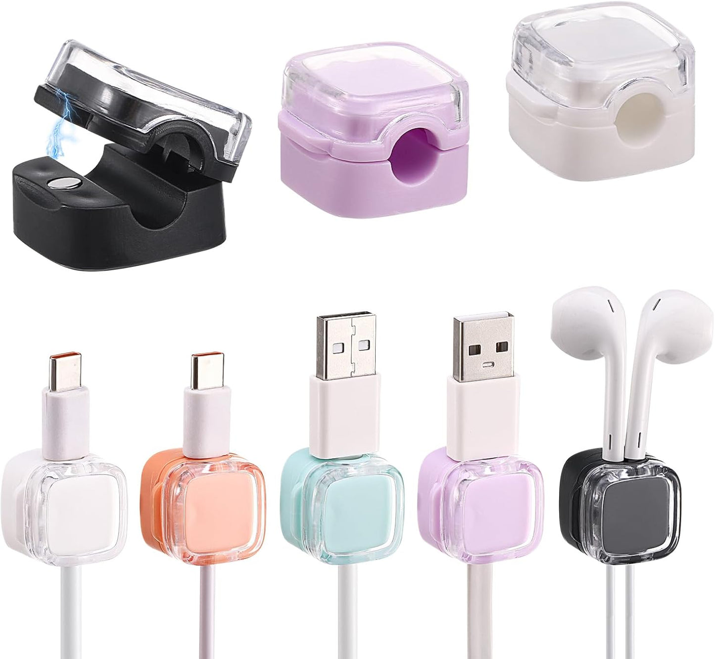 8-Pack Magnetic Cord Organizer Set - Keep Cables Tangle-Free!