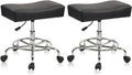 Heavy Duty Extra Wide Rolling Stool PU Leather Thick Cushion - 2 Pack