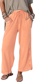 Women's Wide Leg Sweatpants High Waist Drawstring - Comfortable Baggy
