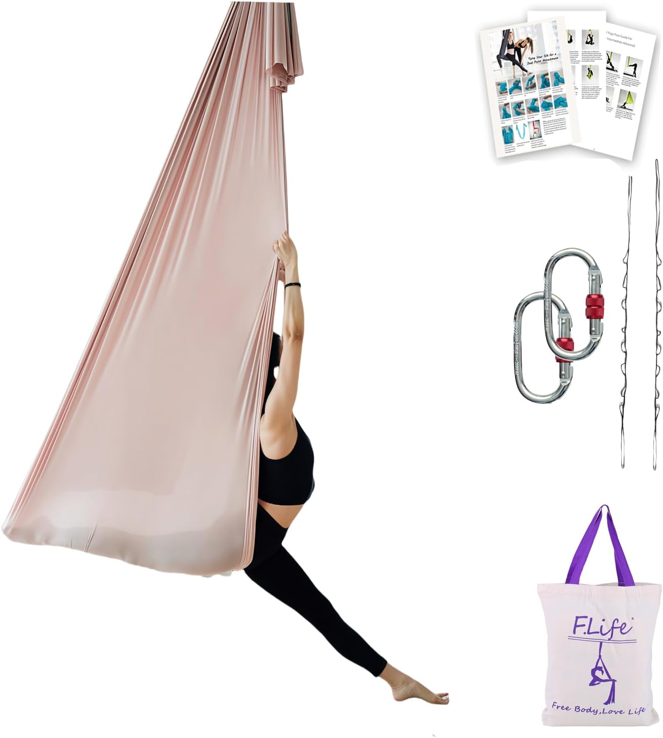 F.Life Aerial Silk Yoga Hammock for Inversion and Strength Training