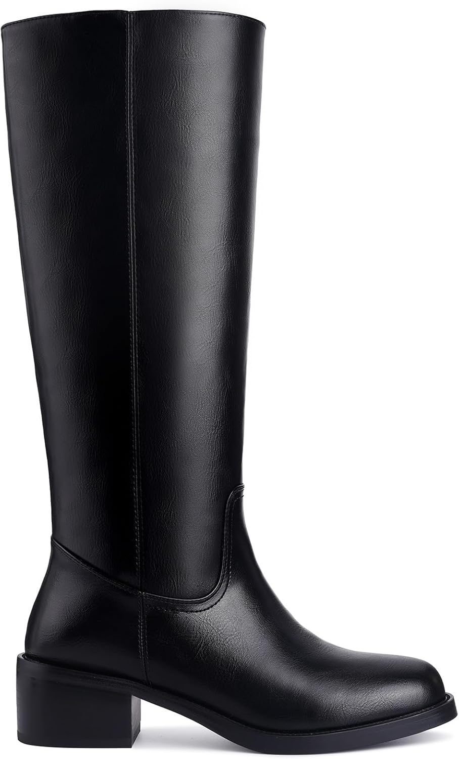 Women's Banana Knee High Boots with Chunky Block Heel Comfort