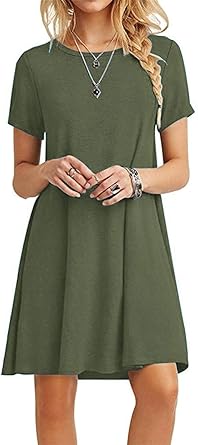 MOLERANI Women's Casual Plain T-Shirt Loose Dress for All Occasions