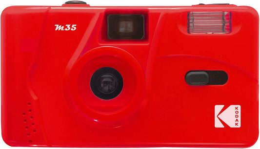 Kodak M35 Film Camera: Reusable & Focus-Free with Built-In Flash (Flame Scarlet)