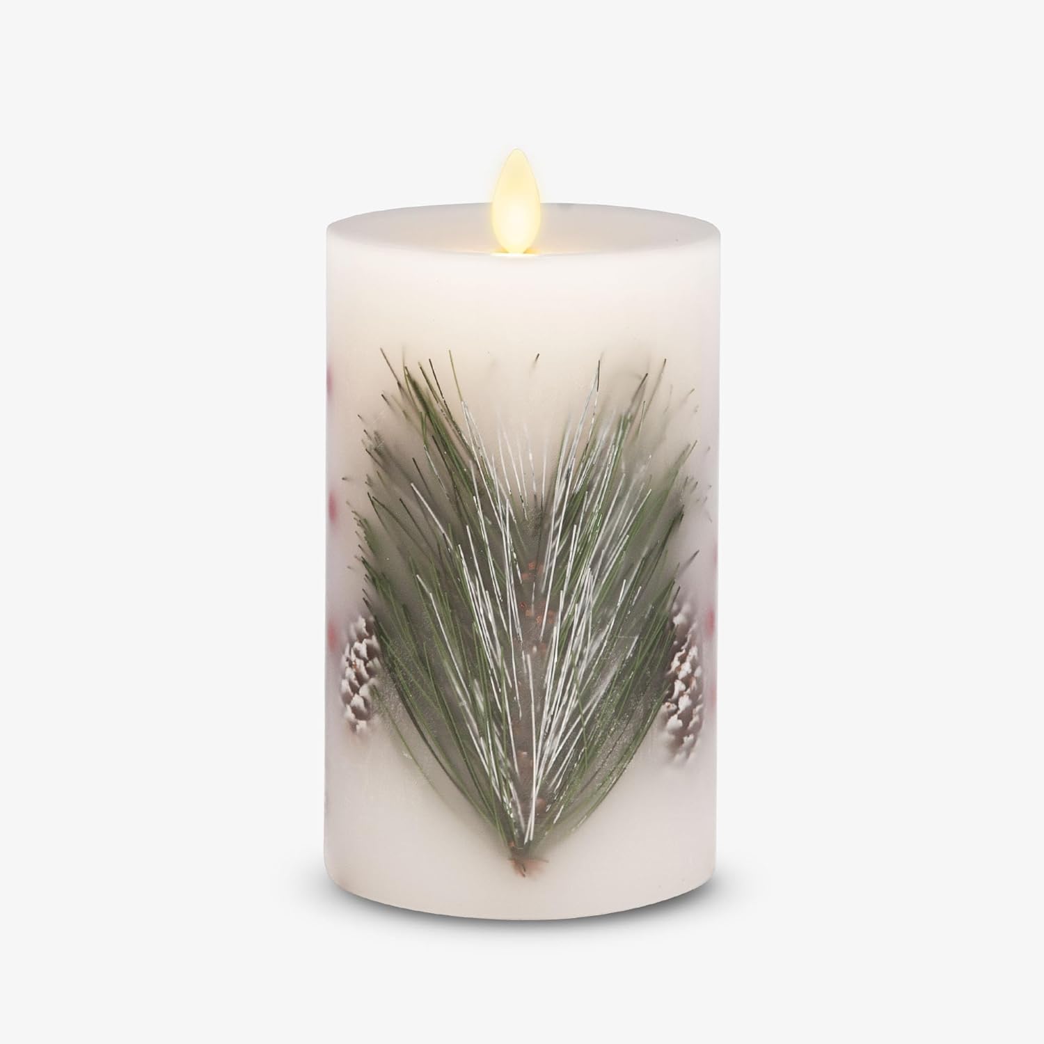 Luminara Flameless LED Candle with Pine Berries and Pinecone